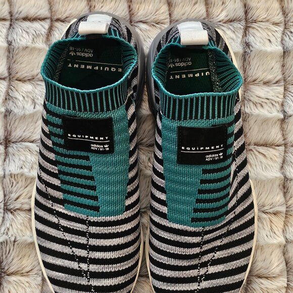 ADIDAS Men's EQT Support SK Originals Primeknit Slip Ons Black Green Grey - Picture 3 of 9